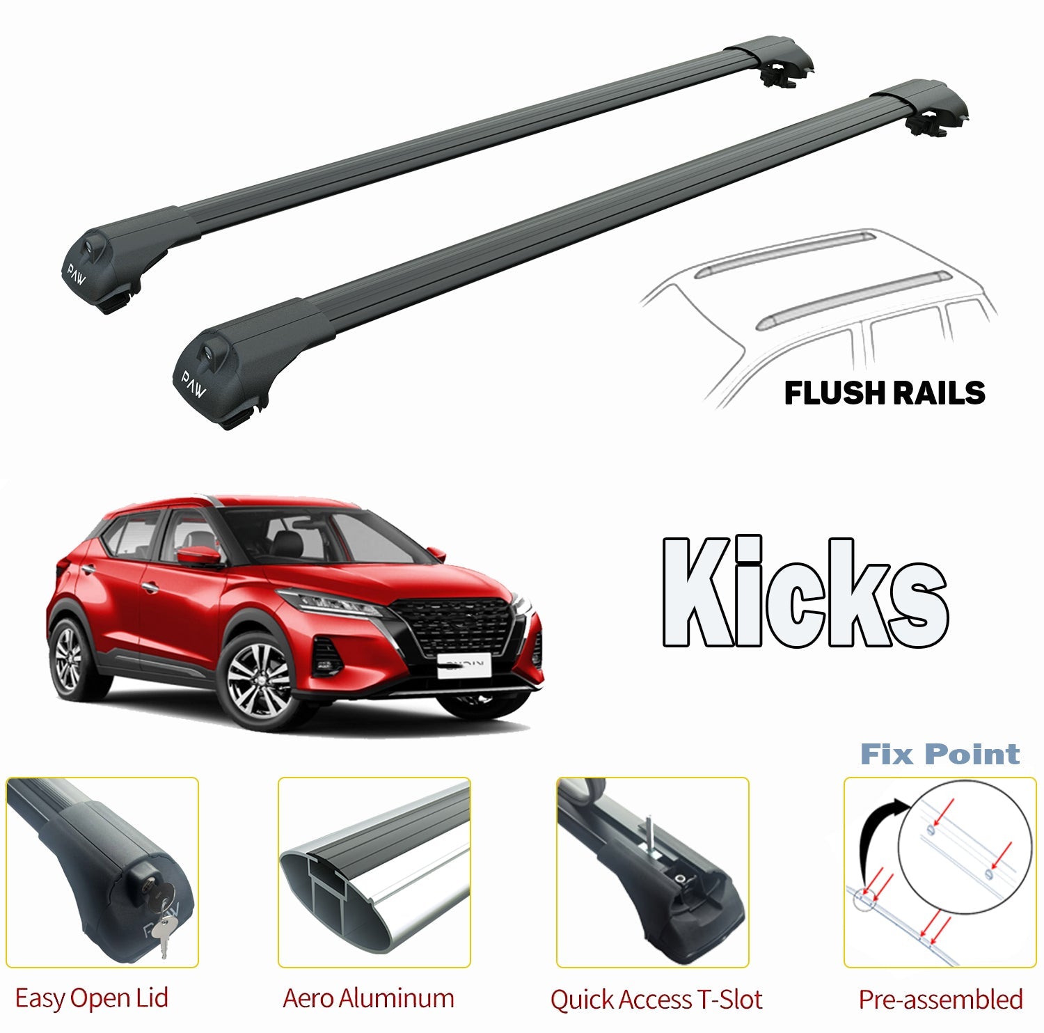 To Fit Nissan Kicks Roof Rack And Cross Bar Black To Fit Nissan Kicks Roof Rack And Cross Bar Black